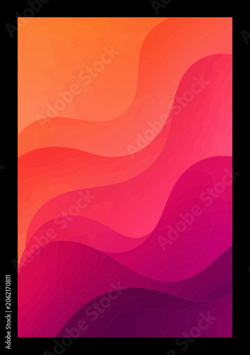 Abstract red and orange wavy layered background with abstract, gradient