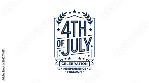Vintage badge style 4th of July celebration logo design