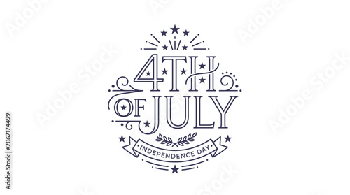 Vintage black and white Independence Day badge with stars.