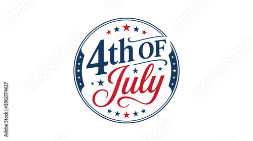 Vintage style circular Fourth of July stamp with stars.