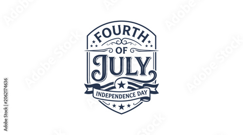 Vintage style Fourth of July Independence Day shield logo.
