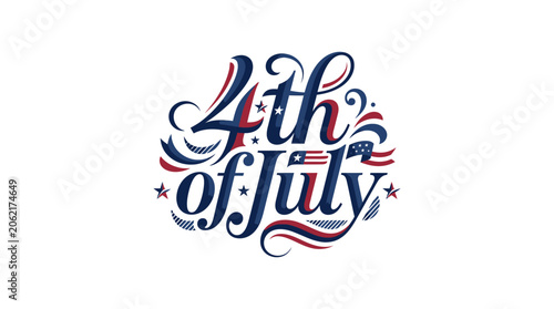 Wavy patriotic 4th of July script with stars