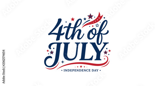 Wavy 4th of July Independence Day typographic banner.