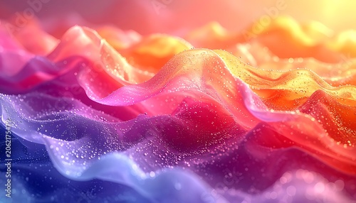 Vibrant, abstract, wavy, colorful, gradient landscape