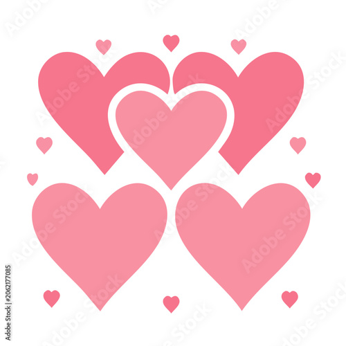 Pink and red heart cluster vector
