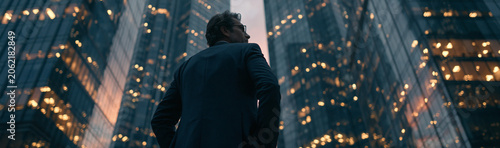 Man in Suit Between Modern ...
