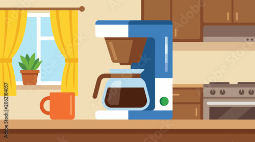 Bild auf Leinwand Drip Coffee Maker Brewing Pot in Home Kitchen