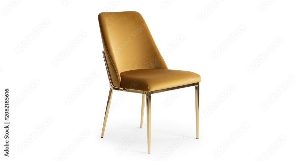 Obraz premium Modern gold velvet dining chair.