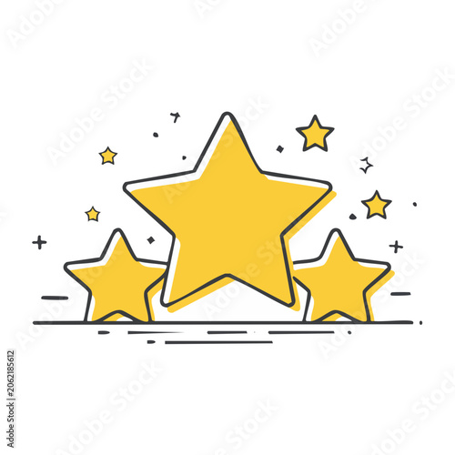 Flat design mountain with sun and stars
