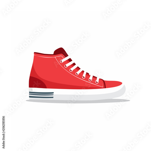 Red and white athletic sneaker flat design