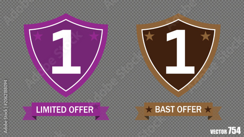 Photos Limited offer and bast offer shield emblems with number one design for store pro