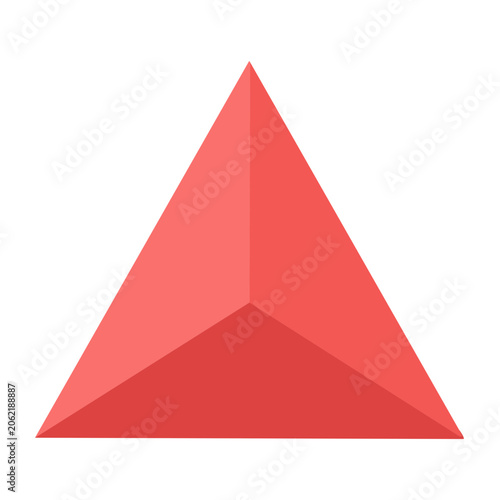 Red 3D Pyramid on White Background