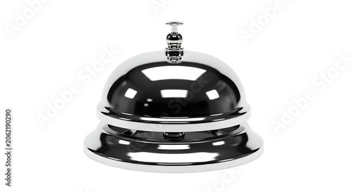 Shiny Chrome Reception Bell Isolated on White Background