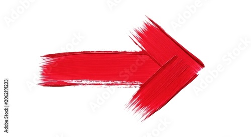 Red paint brush stroke arrow pointing right.