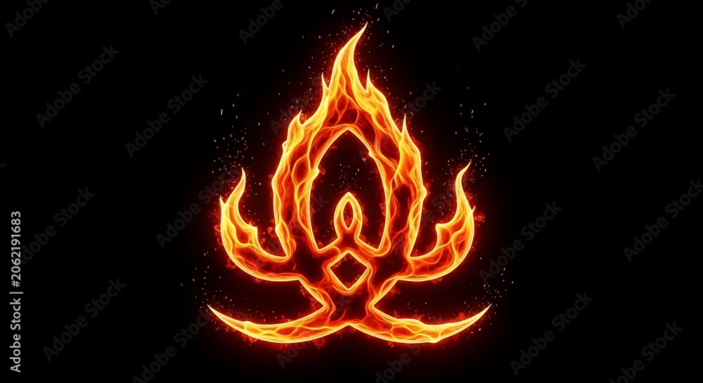 Fototapeta premium Flaming lotus flower symbol icon.