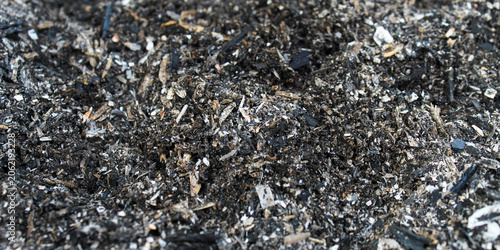 Tableau sur toile rice husk charcoal texture and rich organic soil, ready for planting