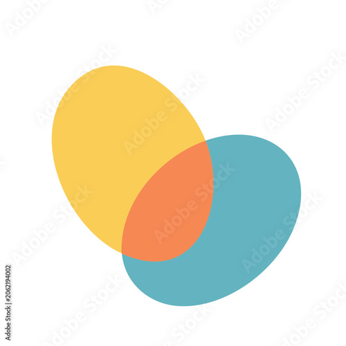 Flat overlapping circles icon on transparent background