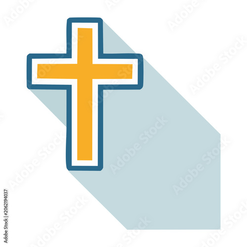 Orange and blue flat design cross icon