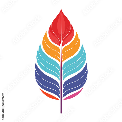Rainbow Gradient Leaf Illustration