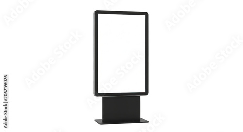 Black standing billboard display for outdoor advertising isolated on transparent background