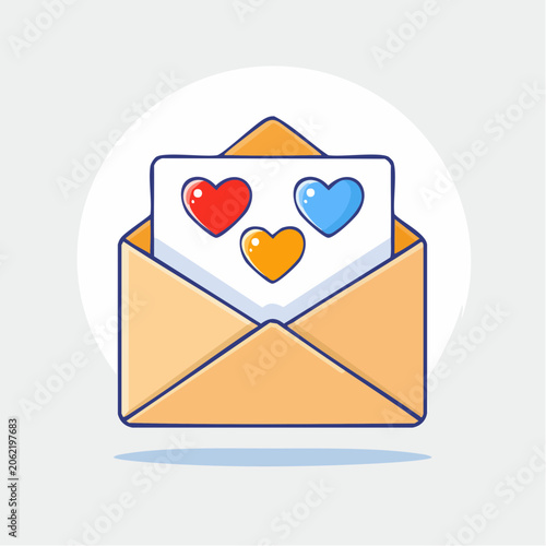 Envelope with Hearts Illustration