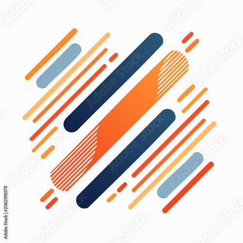 Abstract Geometric Pattern with Diagonal Lines and Rounded Rectangles