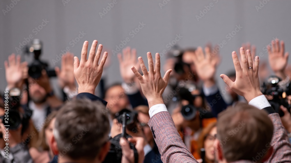 Fototapeta premium Football Press Conference Media Coverage