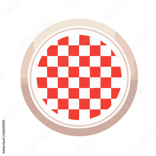 Red and white circular checkerboard pattern