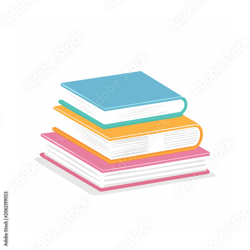 Stacked colorful papers flat design 3D render
