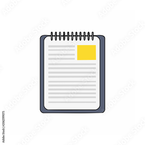 Flat design document icon with yellow highlight