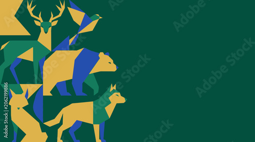 Photography Geometric woodland creatures collection in flat design style