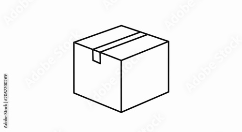Cardboard box icon outline. Simple graphic of a delivery package or shipping carton for logistics and e-commerce concepts.