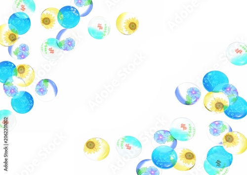 涼しげなおはじきのあしらいセット