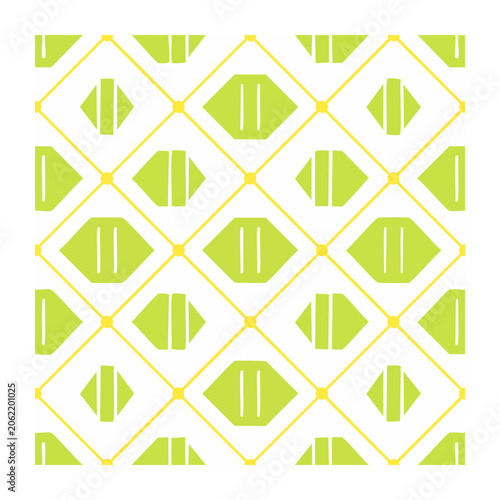 Minimalist green and yellow geometric diamond pattern