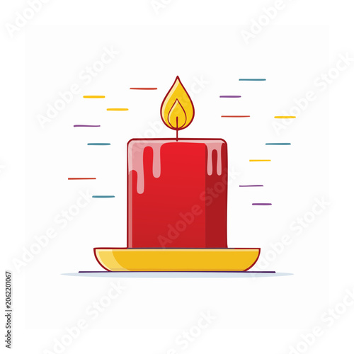 Red flat design lamp with yellow bulb