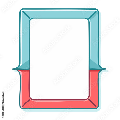 Flat vector shopping bag red cyan
