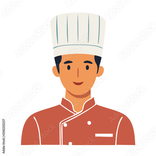 Flat design illustration of a male chef in uniform
