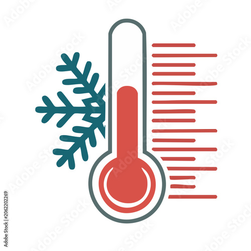 Flat design thermometer with snowflake icon