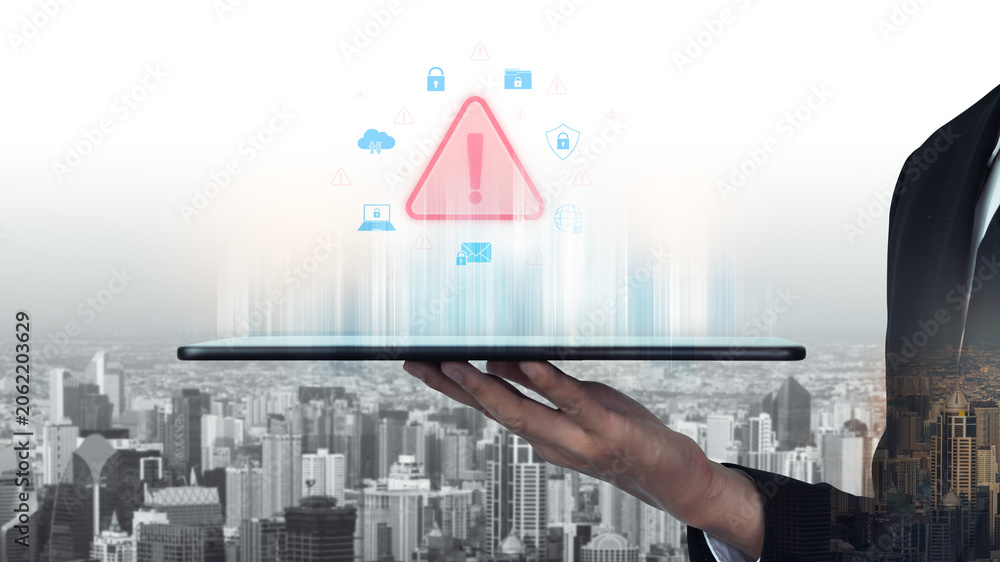 Fotografie Cybersecurity threat alert protects data