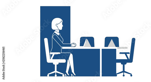 Businesswoman Sitting at Office Desk.