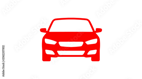 Red Car Front View Silhouette.