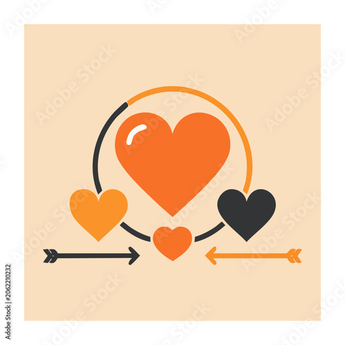 Flat design heart with arrow symbol