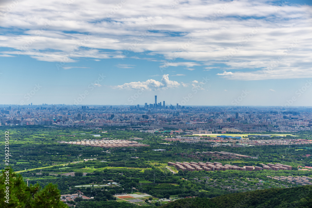 Obraz premium Panoramic View of Beijing City Skyline and CBD Skyscrapers Looked from Western Hills