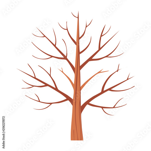 Bare tree with branches in flat design style