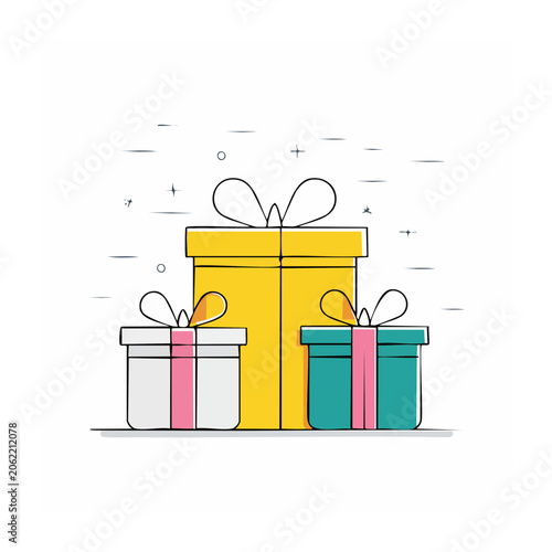 Flat Design Gift Boxes with Ribbons