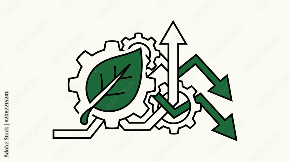 Obraz premium Green Industry Growth and Efficiency Gears