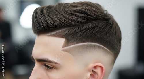 Stylish Young Man Haircut with Sharp Side Fade and Design