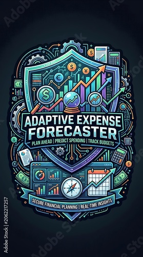 Financial forecasting and expense management conceptual graphic