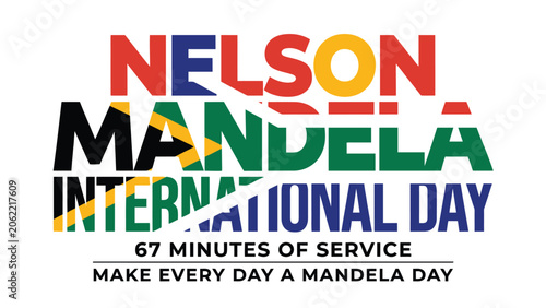 Foto Nelson mandela international day 67 minutes service colorful text design