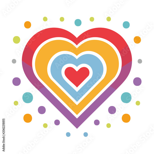 Colorful heart ribbon swirl vector design
